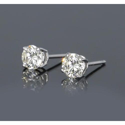 Brincos com pino redondo de diamante de 1.50 quilates e ouro branco 14K joias - harrychadent.pt