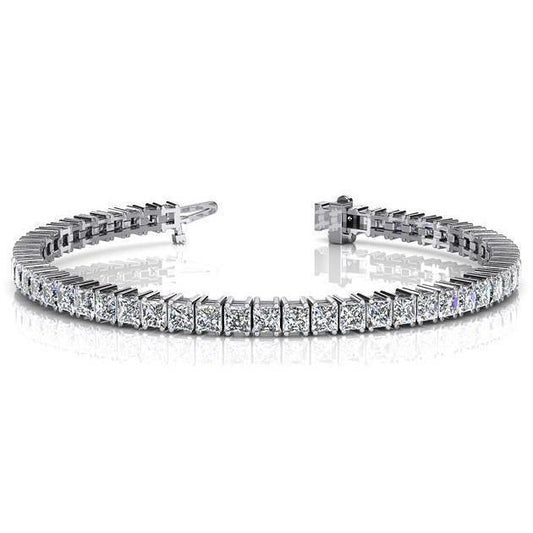 Bracelete Prong Set Diamonds Tennis 13 Ct Princess Cut White Gold 14K - harrychadent.pt