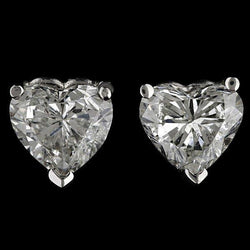 Prong Set Heart Cut Solitaire Diamond Stud Earring Solid Gold Jewelry