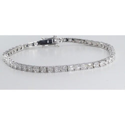 Prong Set Radiant Cut 7.50 Carats Diamonds Tennis Bracelet WG14K