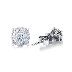 Prong Set Sparkling 4.50 Carats Diamonds Studs Earrings 14K White