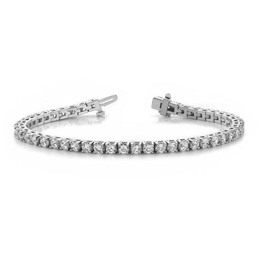 Prong Setting 14.85 Ct. Bracelete de tênis com lapidação redonda de diamantes em ouro branco - harrychadent.pt