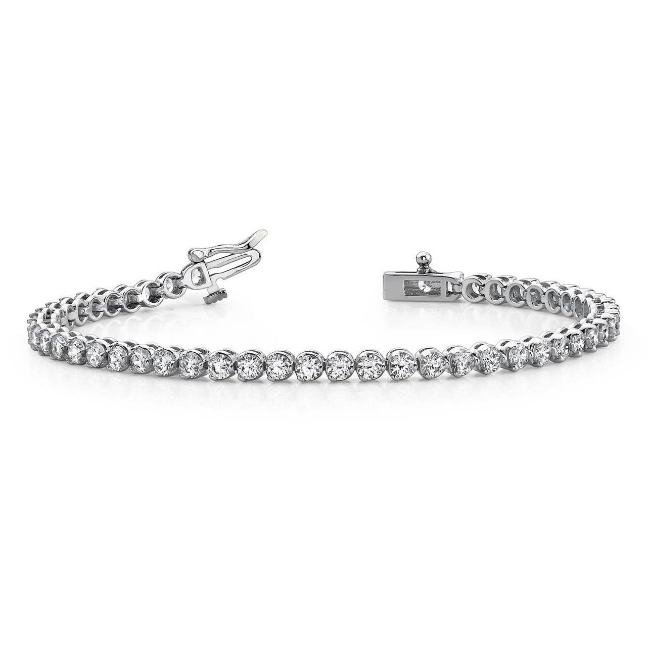 Prong Setting Round Cut 5 Ct Diamonds Tennis Bracelet Branco de Ouro - harrychadent.pt