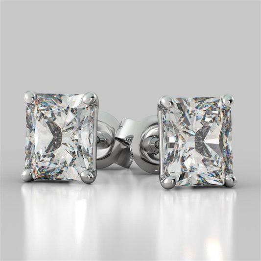 Brincos de diamante com corte radiante e ouro branco de 2 quilates - harrychadent.pt