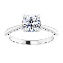 Real Antique Style Solitaire Ring Round Old Mine Cut Diamond 2 Carats