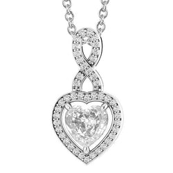 Real Diamond Pendant Round & Heart Old Miner 4.50 Carats Prong Set