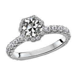 Real Women’s Halo Engagement Ring Round Old Miner Diamond 7 Carats