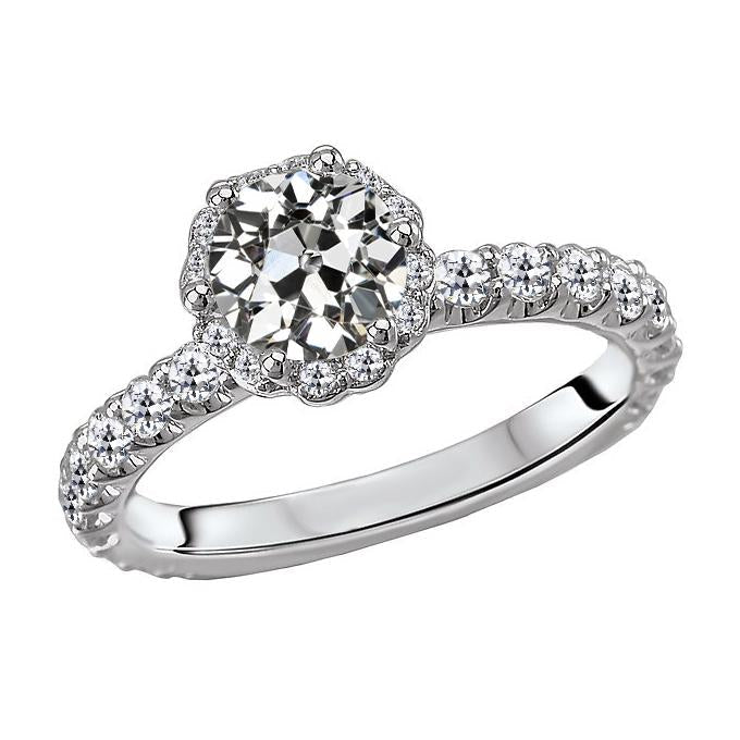 Anel de noivado feminino Halo redondo antigo mineiro de diamante 7 quilates - harrychadent.pt