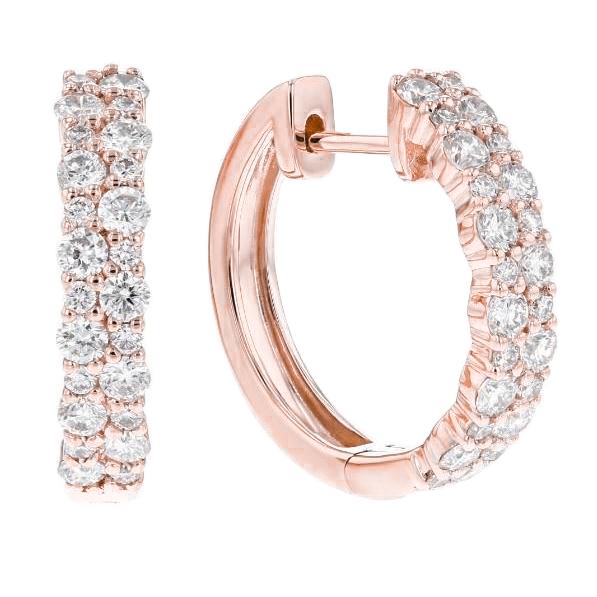 Conjunto de pontas de diamante rosa ouro 14K 4.70 quilates e brincos femininos de argola novos - harrychadent.pt