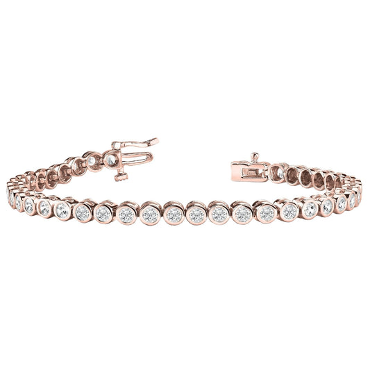 Conjunto de moldura de ouro rosa 14K com 5.60 quilates de pulseira de diamante com corte redondo - harrychadent.pt