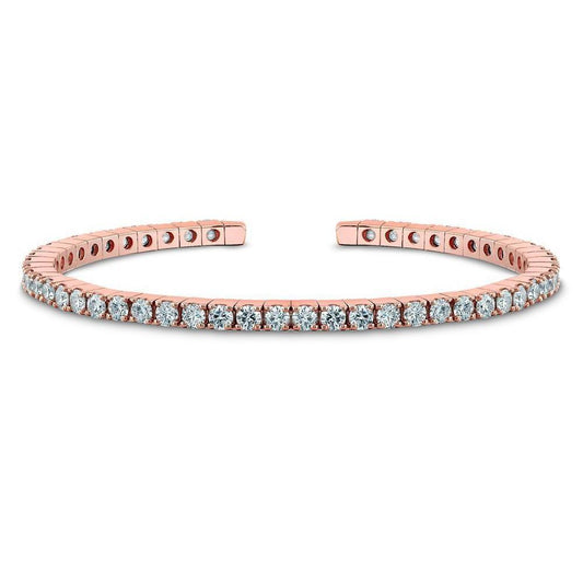 Pulseira de tênis rosa ouro 14K corte redondo 7.80 quilates - harrychadent.pt