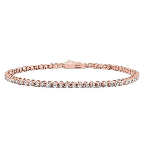 Pulseira de tênis em ouro rosa 4.55 quilates com corte redondo brilhante de diamantes - harrychadent.pt