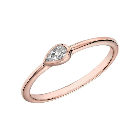Rose Gold Pear Solitaire Old Miner Diamond Ring Bezel Set 1 Quilate - harrychadent.pt