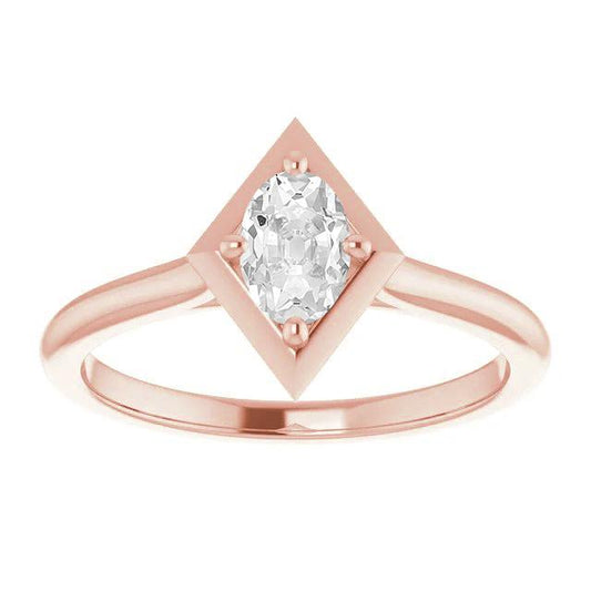 Ouro rosa solitário oval antigo mineiro anel de diamante estilo pipa 2.50 quilates - harrychadent.pt