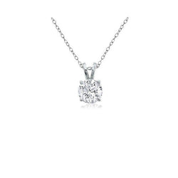 Round 1.5 Carats Diamond Pendant Necklace White Gold 14K
