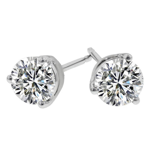 Rodada de 2.00 quilates Diamonds Studs Brincos ouro branco 14K - harrychadent.pt