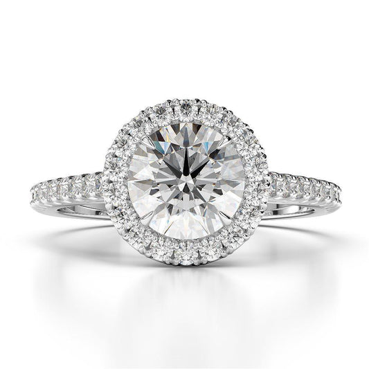 Diamante de noivado redondo de 2.65 quilates anel halo ouro branco 14K - harrychadent.pt