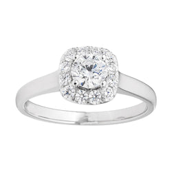 Round 2.70 Carats Diamond Halo Engagement Ring White Gold 14K