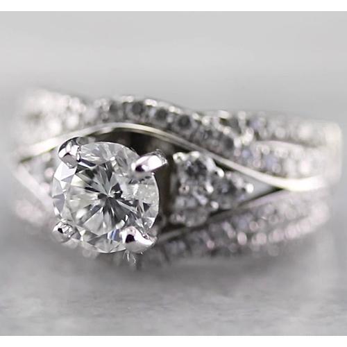 Anel redondo de aniversário de 2 quilates em ouro branco extravagante 14K - harrychadent.pt
