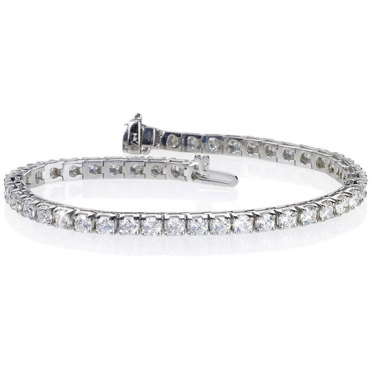 Bracelete redondo de diamante de corte brilhante de 8.10 quilates em ouro branco 14K - harrychadent.pt