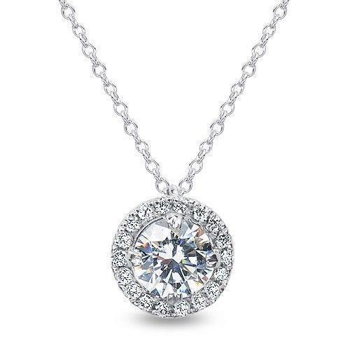 Pendente redondo de diamante com corte brilhante e ouro branco de 1.68 quilates 14K - harrychadent.pt