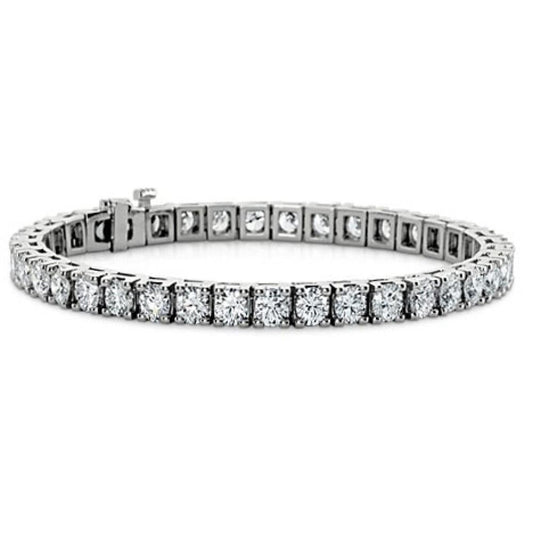 Bracelete de tênis redondo brilhante com corte brilhante e ouro branco 10 quilates 14K - harrychadent.pt