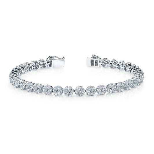 Pulseira feminina de diamantes lapidação brilhante redondo WG 14K 14 quilates - harrychadent.pt