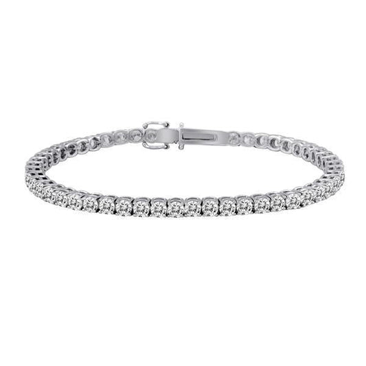 Bracelete de tênis de diamante brilhante redondo 5 quilates e ouro branco 14K - harrychadent.pt