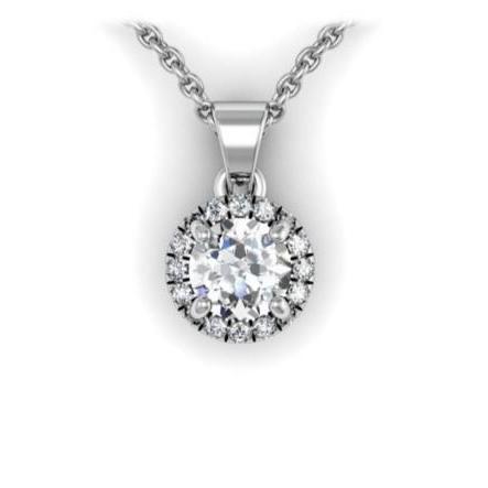 Colar com pingente de diamantes de corte redondo 2.40 quilates ouro branco 14K - harrychadent.pt