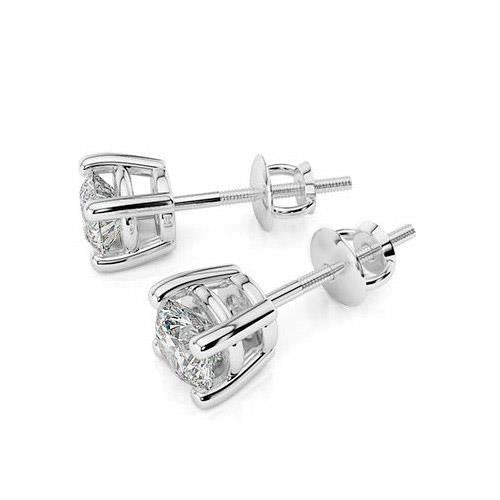 Brinco de diamante com corte redondo de 3.00 quilates e ouro branco - harrychadent.pt