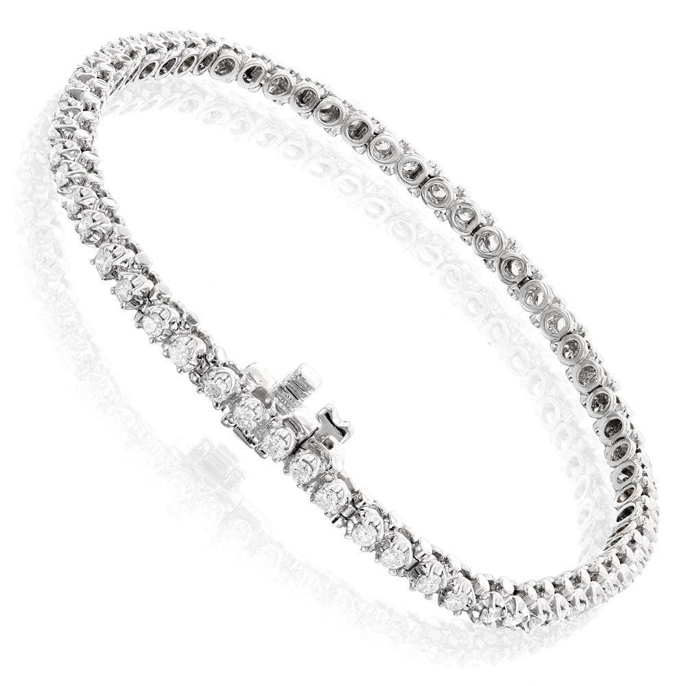 Bracelete de tênis com corte redondo de 3 quilates e diamantes espumantes branco dourado - harrychadent.pt