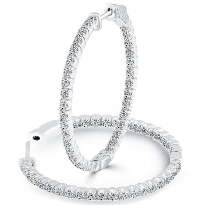 Brincos de argola de diamante feminino corte redondo 3,10 quilates - harrychadent.pt