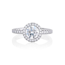 Round Cut 3.30 Carats Real Diamonds Engagement Ring Halo White Gold 14K