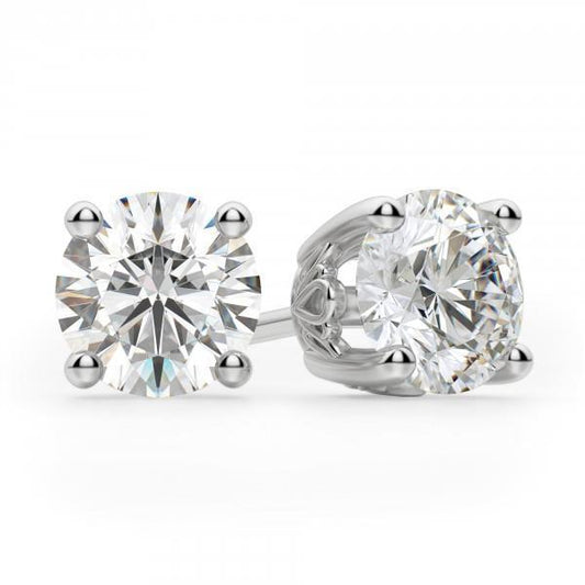 Brincos de cravo de diamante com corte redondo 3.50 ct ouro branco 14K - harrychadent.pt