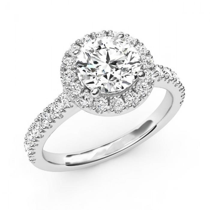 Diamantes de corte redondo 3.50 ct anel halo de casamento branco - harrychadent.pt