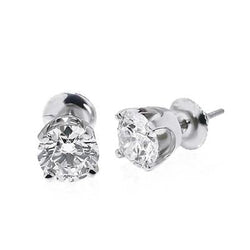 Round Cut 3.80 Carats Diamonds Lady Studs Earrings Gold White 14K