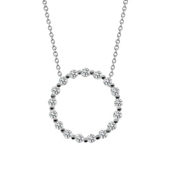 Round Cut 6.80 Carats Diamonds Circle Pendant Necklace White Gold 14K