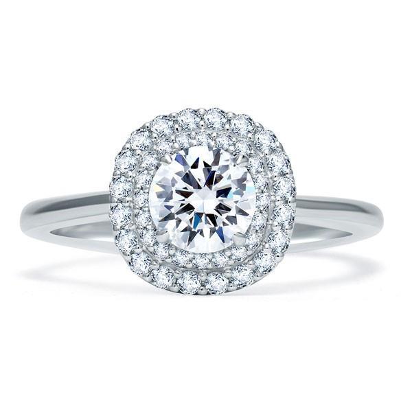 Diamante de corte redondo duplo anel halo em ouro branco 14K 1.75 quilates - harrychadent.pt