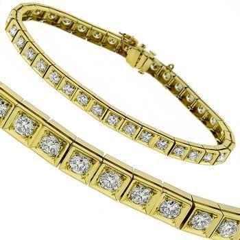 Bracelete de tênis redondo com corte redondo de diamante para senhoras. 5.40 quilates. ouro amarelo 14K - harrychadent.pt