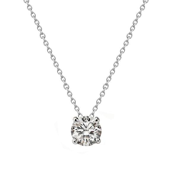 Pingente de colar de diamante com corte redondo 2 quilates em ouro branco 14K - harrychadent.pt