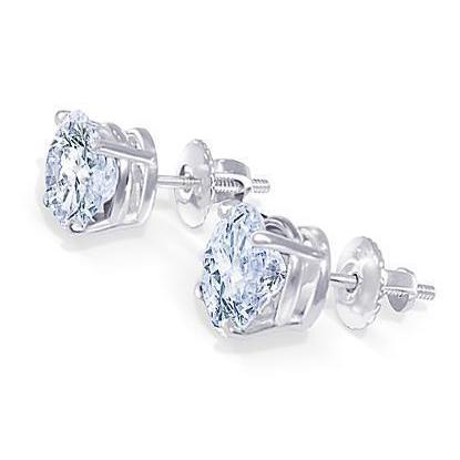 Brincos de diamante com corte redondo 2 quilates em ouro branco 14K - harrychadent.pt