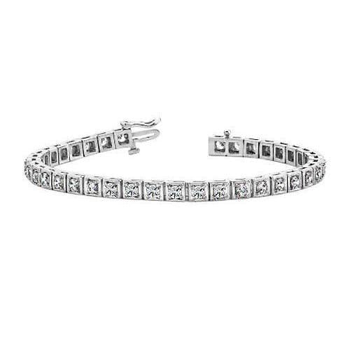 Pulseira de tênis de diamante de corte redondo de 4.44 quilates em ouro branco 14K - harrychadent.pt