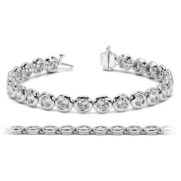 Conjunto de moldura para pulseira de tênis de diamante de corte redondo 7.50 quilates em ouro branco 14K - harrychadent.pt