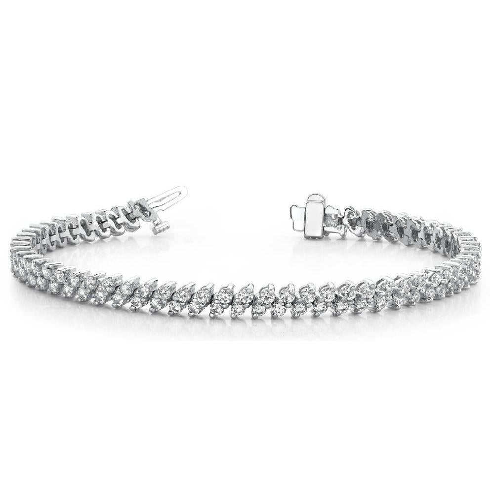 Pulseira de tênis de diamante com corte redondo e joias femininas de ouro branco 6 quilates - harrychadent.pt