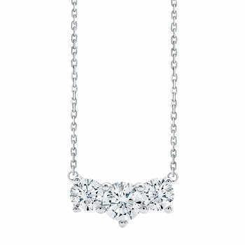 Colar redondo de diamante de três pedras com corte redondo em ouro branco 3 ct 14K - harrychadent.pt