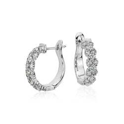 Round Cut Diamonds 2.80 Carats Women Hoop Earrings Gold 14K White