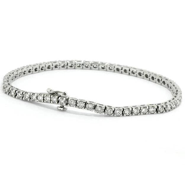 Bracelete de tênis de diamantes de corte redondo 4.50 ct conjunto de pontas em ouro branco 14K - harrychadent.pt