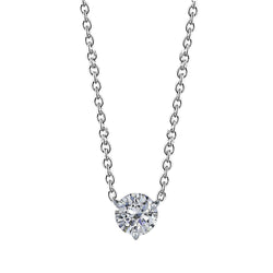 Round Cut Solitaire Diamond Necklace Pendant 0.75 Carat White Gold 14K
