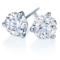 Round Cut Solitaire Diamond Studs Earring 2.40 Carats White Gold 14K