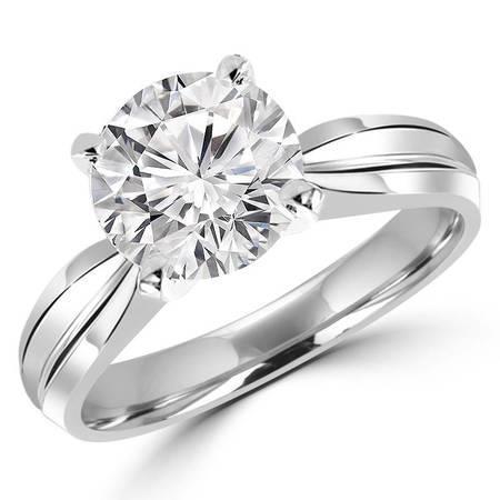 Anel de casamento de diamante com corte redondo de 2.25 quilates e ouro branco 14K - harrychadent.pt
